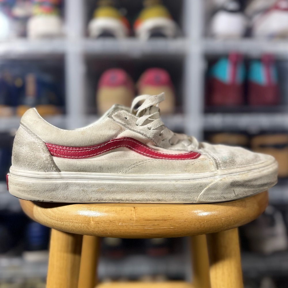 Vans Old Skool White & Red Stripe